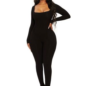 Snatched Black Ribbed Jumpsuit!